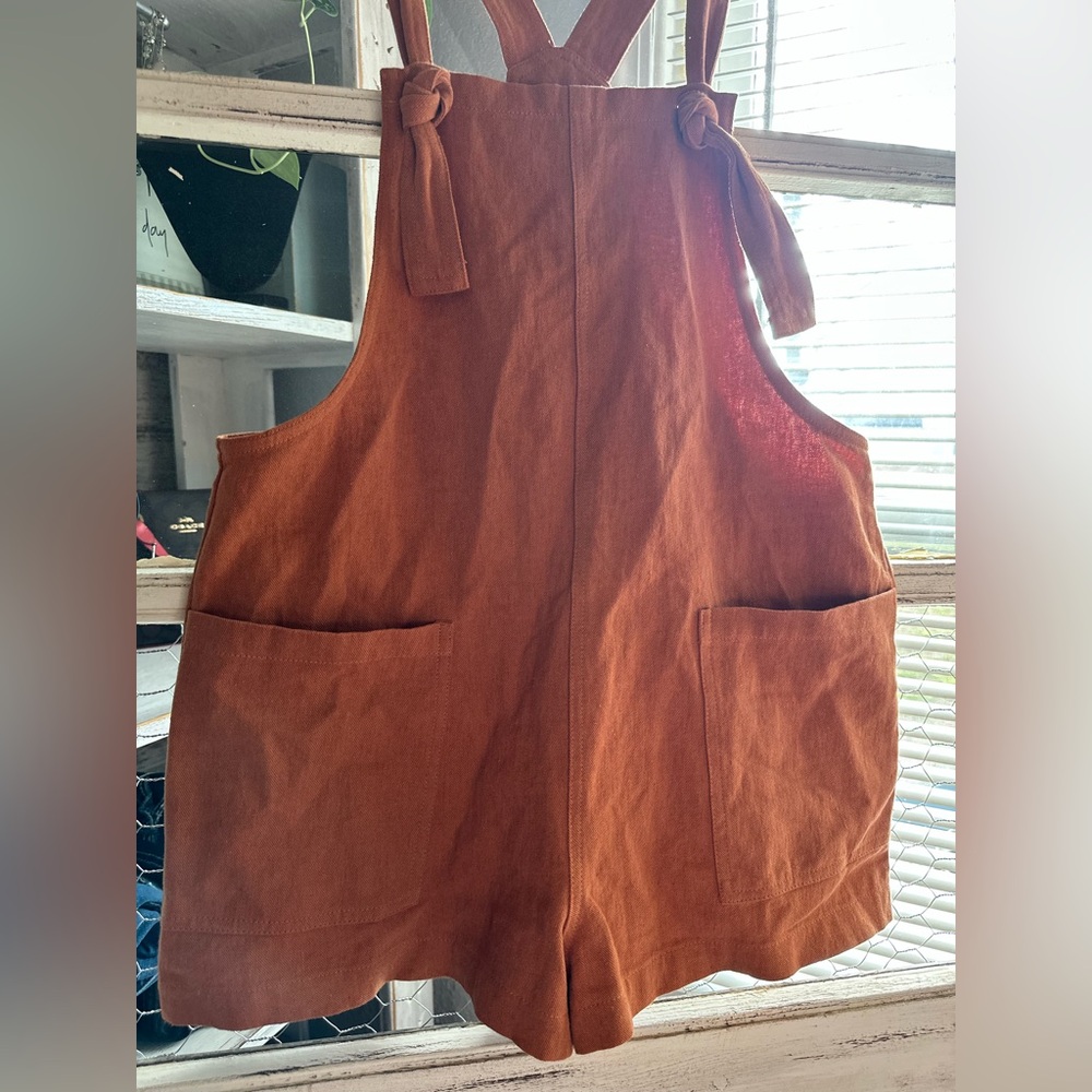 Miou Muse | Rust Short Overalls - Picture 2 of 7